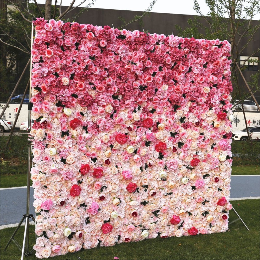 Uflower 5D グラデーションローズ 人工花ウォール  - Wedding Backdrop Curtain のレビューと価格