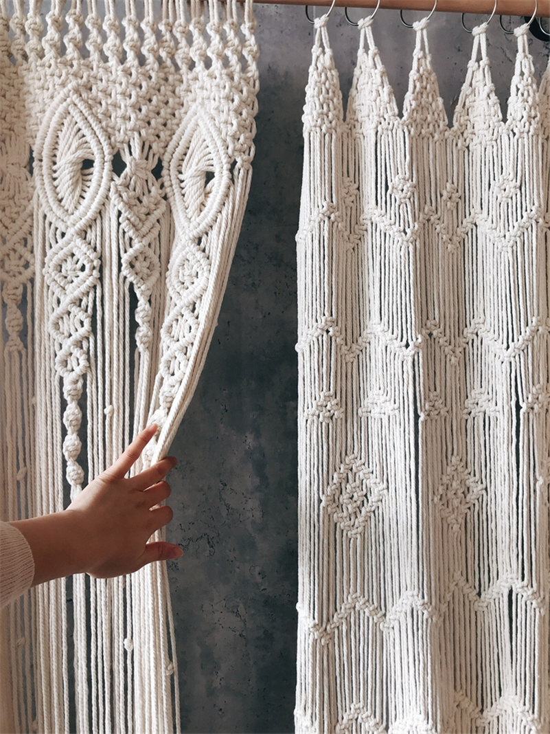 ボヘミアンマクラメの手織りの綿のドアと窓のカーテン,壁に掛け - Wedding Backdrop Curtain のレビューと価格
