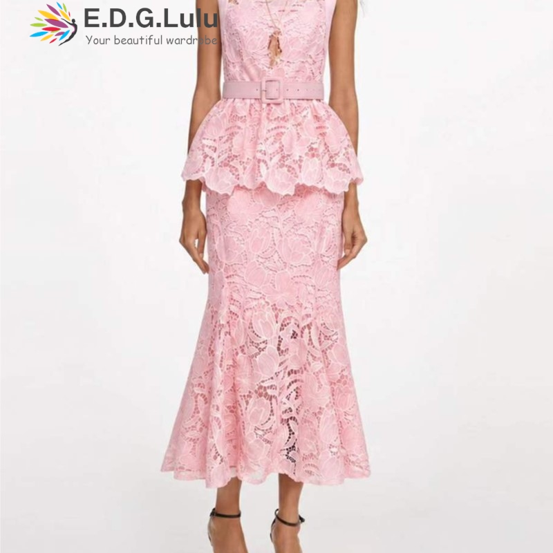 EDGLuLu ヴィンテージ中空レース刺繍花柄ツーピースセッ - Wedding Lulu のレビューと価格