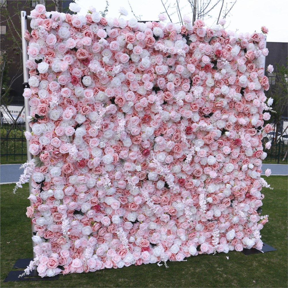 Uflower 5D ピンクホワイトローズ布製フラワーウォー - Wedding Backdrop Curtain のレビューと価格