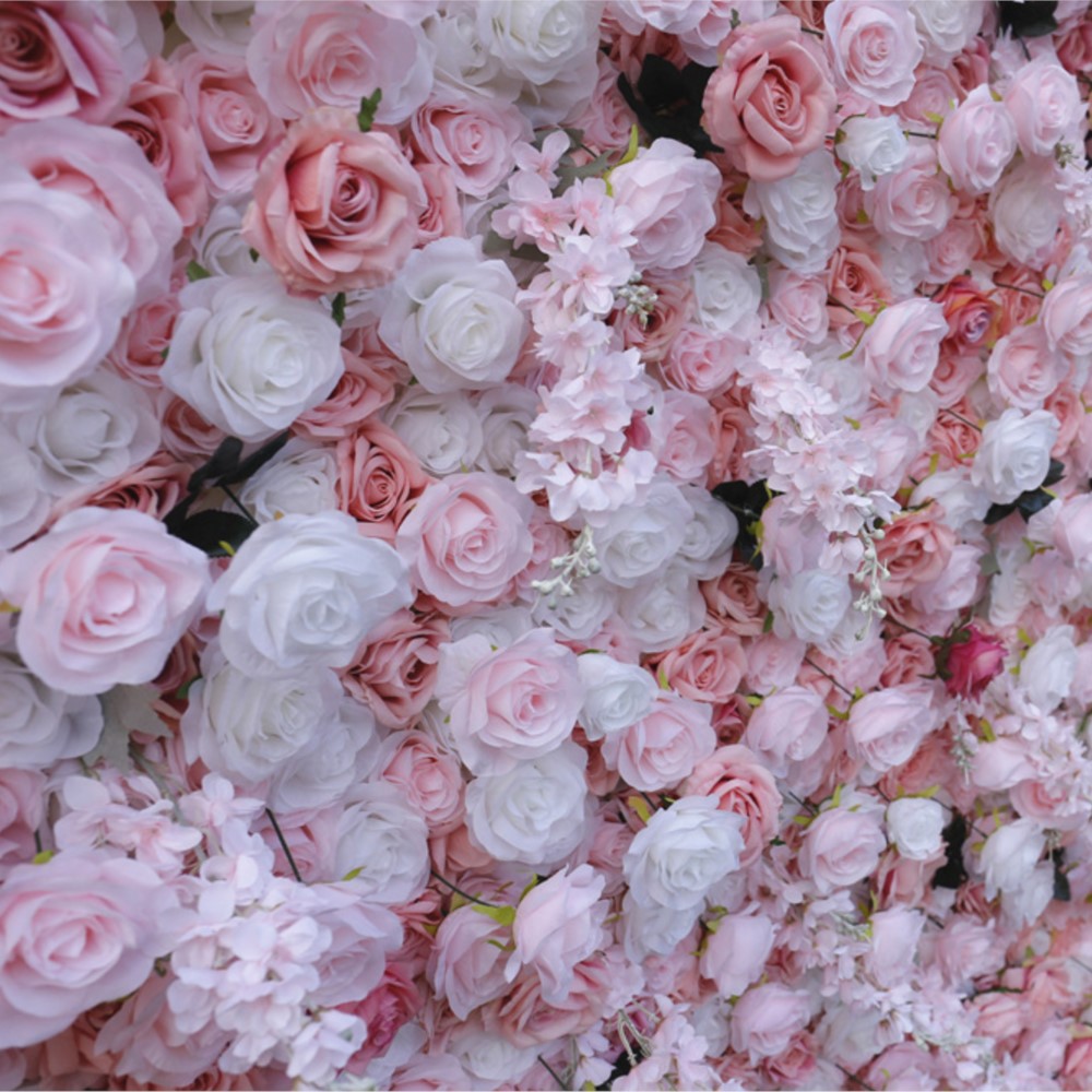 Uflower 5D ピンクホワイトローズ布製フラワーウォー - Wedding Backdrop Curtain のレビューと価格