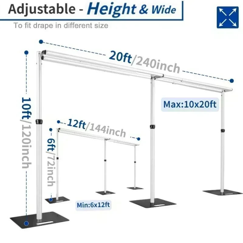 高さ調節可能なアルミニウム合金製ウェディング背景スタンド。人 - Wedding Backdrop Curtain のレビューと価格
