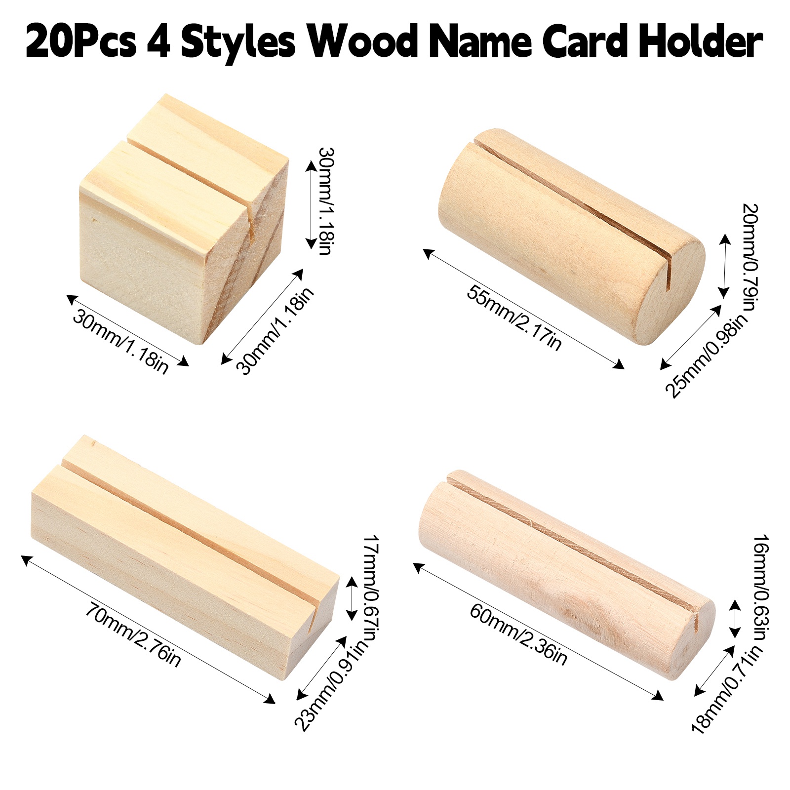 20個セット 4種類 木製プレースカードホルダー 木製テーブ - Place Card Holder のレビューと価格
